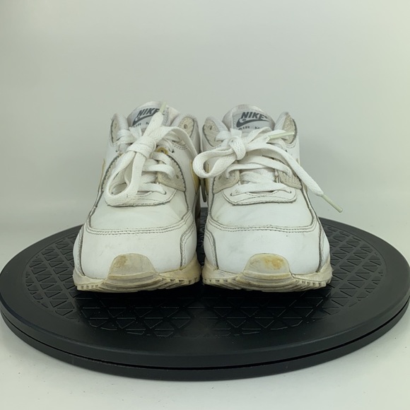 Nike Air Max 90 White Leather Athletic Running Shoes 724822-100 Youth Size 3Y - Picture 2 of 11